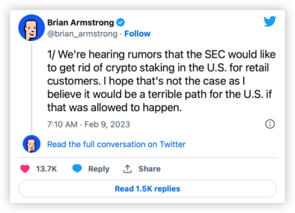 监管打击链上质押，Coinbase 重挫 14%